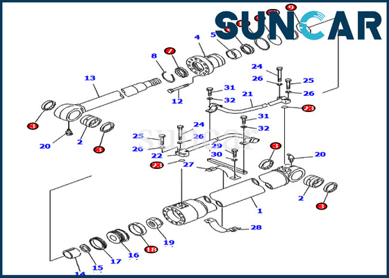 खरीदें PC80-3 PC80LC-3 कोमात्सु भारी उपकरण के लिए 20X-63-02010 20X6302010 बूम सिलेंडर सर्विस किट online manufacture