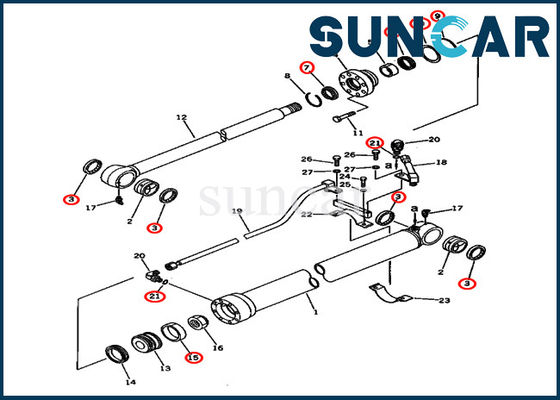 खरीदें बाल्टी मरम्मत सील किट 20X-63-02030 20X6302030 PC80-3 PC80LC-3 मॉडल कोमात्सु सिलेंडर सीलिंग किट online manufacture