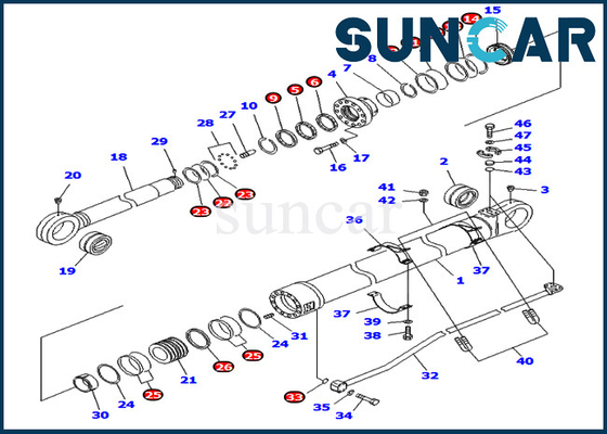 खरीदें PC800-8 PC800-8R PC800LC-8 खुदाई के लिए कोमात्सु 707-99-76240 7079976240 आर्म सिलेंडर सर्विस सील किट online manufacture