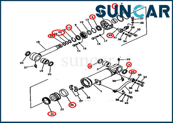खरीदें D275A-2 कोमात्सु के लिए SUNCAR सील रिप्लेसमेंट किट 707-99-64405 7079964405 online manufacture