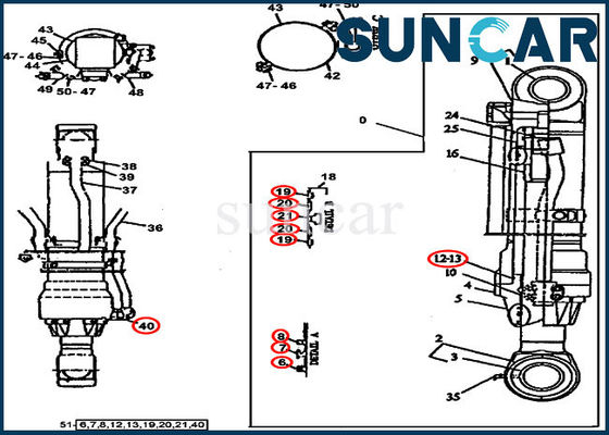 खरीदें Excavator Hydraulic Seals AT196478 Arm Cylinder Seal Kit Fits John Deere 790D online manufacture