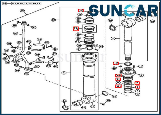 खरीदें 4614814 Excavator Boom Cylinder Service Kit Fits 750 800C JOHN DEERE Replacement Seal Kits online manufacture