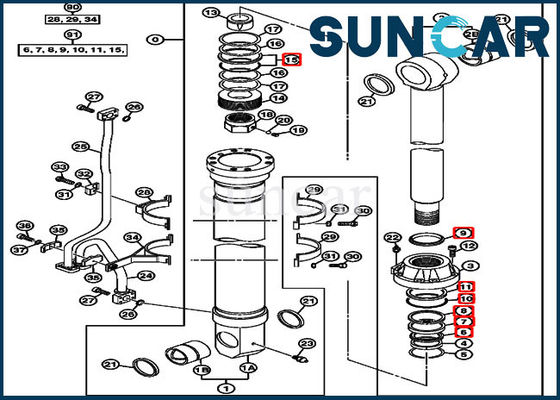खरीदें 4653861 Hydraulic Boom Cylinder Seal Repair Kit Fits For 850DLC 870GLC John Deere Parts online manufacture