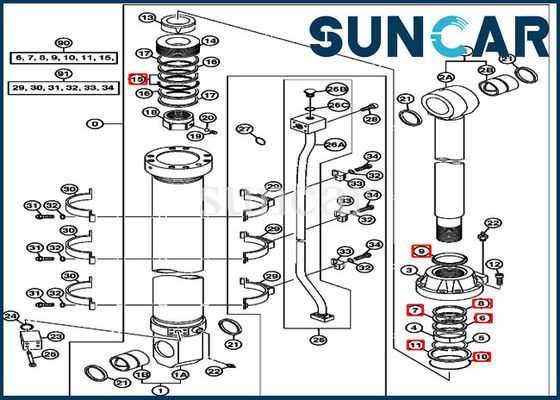खरीदें 850DLC 870GLC John Deere 4653862 Arm Cylinder Components Excavator Sealing Kit online manufacture