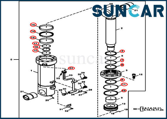 खरीदें 870GLC JOHN DEERE FXB00001856 Counterweight Removal Device Cylinder Repair Seal Kit online manufacture
