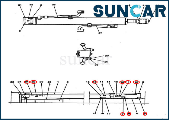 खरीदें PV01V00039R300 बूम सिलेंडर सील किट खुदाई CX25 केस रिप्लेसमेंट पार्ट्स online manufacture