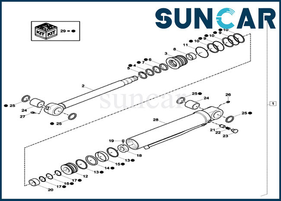 खरीदें XKCC-01438 XKCC01438 डिपर सिलेंडर सील किट केस CX33C CX37C OEM हाइड्रोलिक सर्विस किट online manufacture