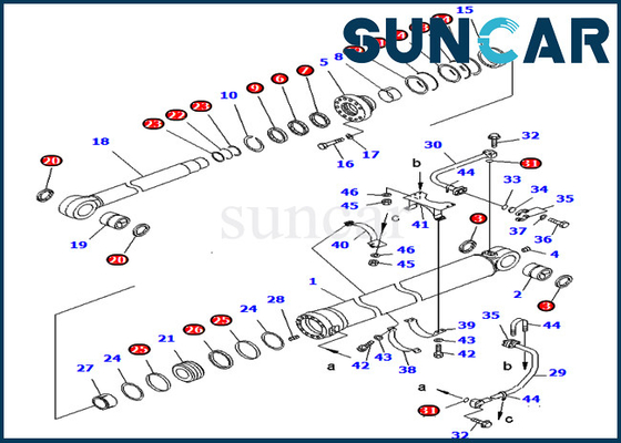 सर्विस किट 707-99-68650 7079968650 PC750-6 PC750SE-6 Komatsu के लिए बाल्टी सिलेंडर तेल सील किट