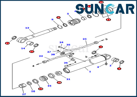 707-98-43200 7079843200 बूम सिलेंडर सर्विस किट कोमात्सु PC75UU-2 PC78US-5 मरम्मत सील किट