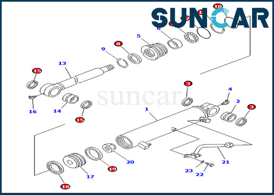 बूम सील किट 707-98-34560 7079834560 कोमात्सु इनर पार्ट्स PC75UU-2 PC75UU-3 के लिए ऑफसेट सिलेंडर सर्विस किट