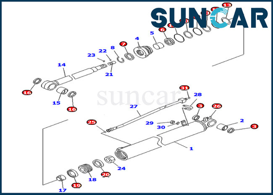 707-98-35310 7079835310 आर्म सिलेंडर सील किट PC78US-8 PC78MR-6 PC88MR-6 कोमात्सु इनर पार्ट्स के लिए फिट बैठता है