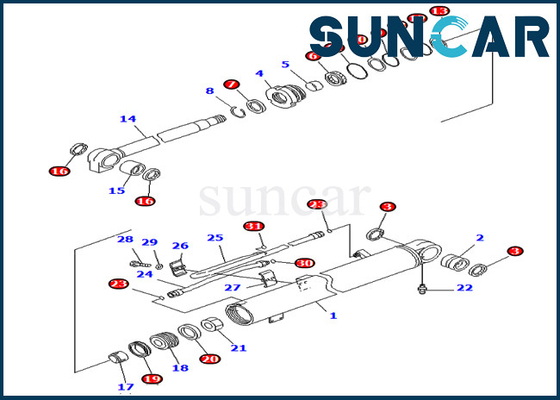 707-98-36700 7079836700 PC78MR-6 PC78US-6 मॉडल कोमात्सु के लिए बूम सीलिंग किट हाइड्रोलिक सिलेंडर