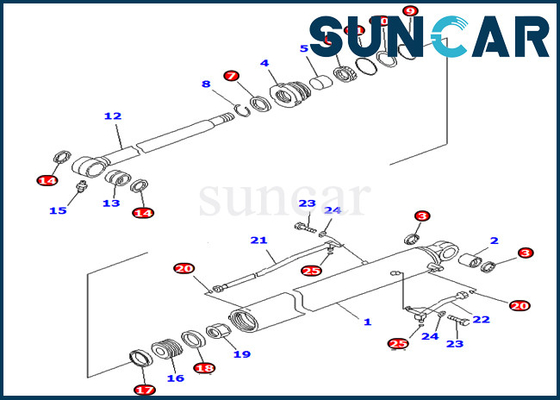 कोमात्सु 707-98-26720 7079826720 PC78MR-6 PC78US-8 खुदाई के लिए बाल्टी सील मरम्मत किट हाइड्रोलिक सिलेंडर
