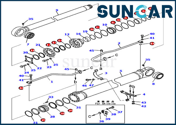 721-98-00920 7219800920 कोमात्सु खुदाई PC800SE-8E0 के लिए बूम सिलेंडर सील किट