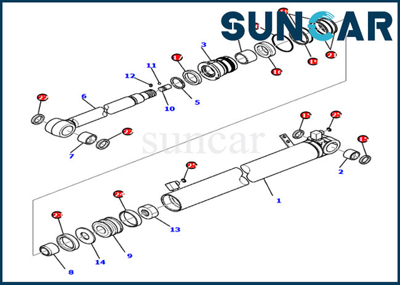 PC80MR-3 PC80MR-5 कोमात्सु के लिए आर्म सर्विस किट पार्ट्स 707-98-28910 7079828910 सिलेंडर सील किट