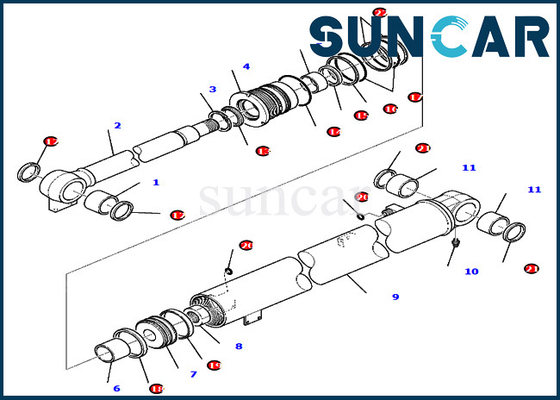 बूम सील किट 707-98-36730 7079836730 सिलेंडर मरम्मत किट खुदाई कोमात्सु PC80MR-3 PC80MR-5 के लिए फिट बैठता है