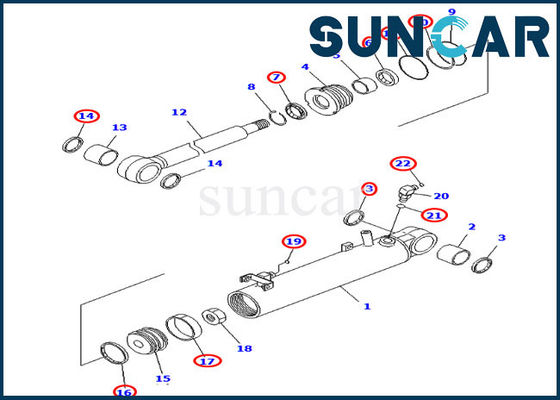 707-98-22910 लिफ्ट हाइड्रोलिक सिलेंडर सील किट D31EX-21 D31PX-21 कोमात्सु फिट बैठता है
