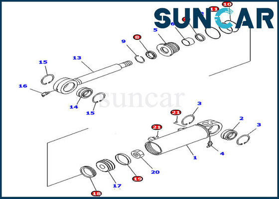 707-98-24710 7079824710 D39EX-21 D39PX-21 के लिए कोमात्सु हाइड्रोलिक सिलेंडर सील किट को झुकाएं