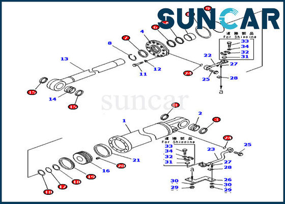 707-99-75600 7079975600 डोजर सील किट रिपर लिफ्ट सिलेंडर किट कोमात्सु D475A-5A फिट बैठता है