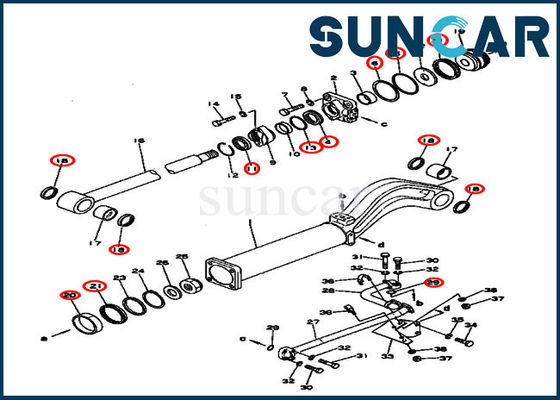 131-63-05020 डंप सिलेंडर सर्विस किट 131-63-05020 D53S-16 कोमात्सु के लिए मरम्मत सील किट