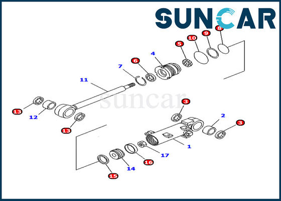 707-98-11240 कोमात्सु OEM पार्ट्स ब्लेड लिफ्ट सिलेंडर सर्विस किट PC10MR-1 खुदाई करने वाले आंतरिक भाग