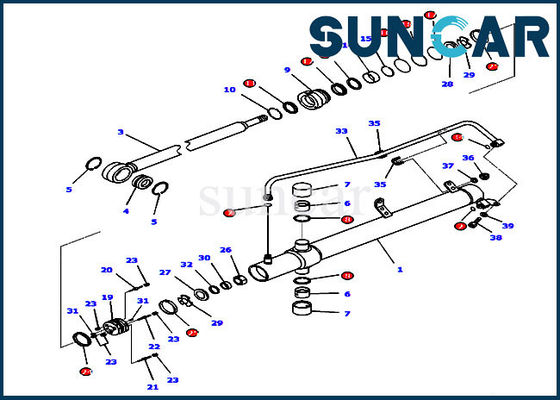 मॉडल D65EX-16 D65PX-16 कोमात्सु के लिए 707-99-26730 डोजर ब्लेड लिफ्ट सिलेंडर सील किट