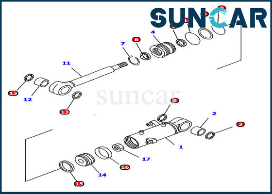 PC12R-8 खुदाई कोमात्सु 707-98-11300 हाइड्रोलिक ब्लेड सिलेंडर सर्विस किट मशीनरी सीलिंग किट