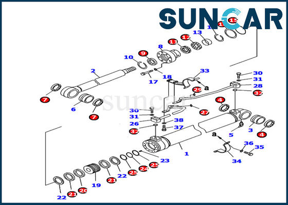 707-99-37180 कोमात्सु इनर पार्ट एक्स्कवेटर सर्विस किट बूम सिलेंडर सील किट PC130-8 मॉडल