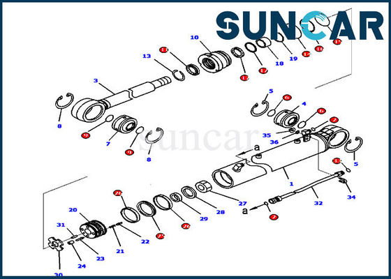 D65WX-16 कोण सिलेंडर सील किट 707-99-36680 डोजर कोमात्सु सिलेंडर मरम्मत किट
