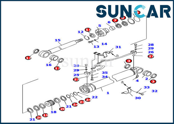 707-99-27460 कोमात्सु बूम सिलेंडर सीलिंग किट तेल प्रतिरोध PC130F-7 मशीनरी इनर पार्ट्स