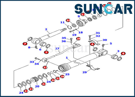 PC138US-8 कोमात्सु 707-99-27780 खुदाई बाल्टी सिलेंडर सील किट मशीनरी सील मरम्मत भागों