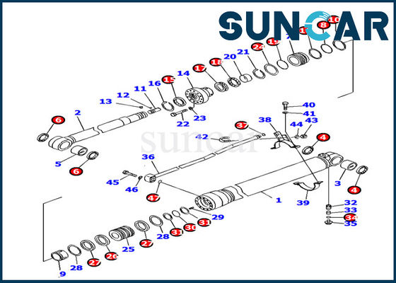 707-99-38780 आर्म सिलेंडर सीलिंग किट कोमात्सु PC138US-8 सील मरम्मत किट खुदाई प्रतिस्थापन
