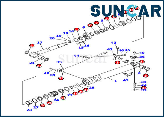 कोमात्सु 707-99-45180 आर्म सिलेंडर सील किट PC130F-7 एक्स्कवेटर इनर पार्ट्स सर्विस किट रिप्लेसमेंट