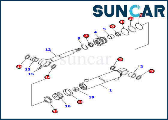 707-98-11220 कोमात्सु बूम स्विंग सिलेंडर सील किट PC14R-3 हाइड्रोलिक सिलेंडर परख मरम्मत किट