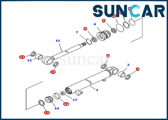 कोमात्सु सर्विस किट 707-98-13960 तेल प्रतिरोध शाखा सिलेंडर सील किट खुदाई PC15R-8