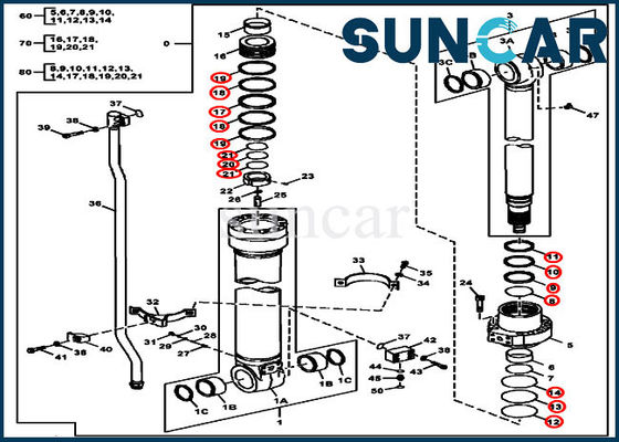 DEERE हाइड्रोलिक सील किट FYA00012906 आर्म सीलिंग किट 180GLC 190GW सिलेंडर घटक
