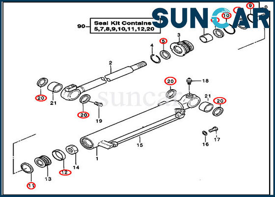 4355825 DEERE Service Kit Hydraulic Seal Repair Kits Fits Excavator Cylinder Blade Parts