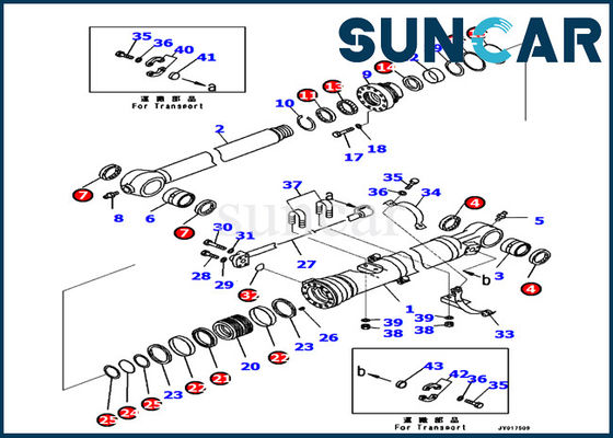 707-99-48710 कोमात्सु एआरएम सिलेंडर सील किट सिलेंडर इनर पार्ट्स PC240LC-10 खुदाई मरम्मत किट