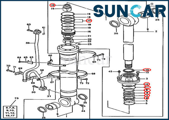 जॉन डियर 4660103 बूम सिलेंडर सील किट मरम्मत सील किट 600C 550LC खुदाई फिट बैठता है