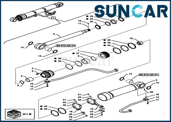 Boom Sealing Kit LZ013760 Cylinder Repair Seal Kit For Excavator Case CX490D LC CX500D LC