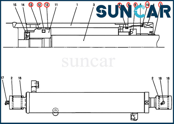 केस CX27B CX17B सिलेंडर सर्विस किट के लिए PV01V00045R300 बाल्टी / डोजर ब्लेड सील किट