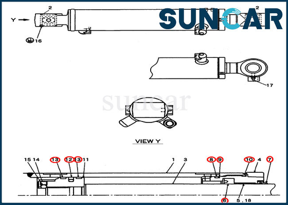 CX27B CX31B CX55BMSR केस PW01V00062R300 स्विंग / आर्म / बकेट सिलेंडर रिप्लेसमेंट किट