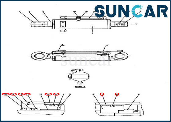 Complete Hydraulic Seal Kit PY01V00040R300 Dozer Cylinder Sealing Kit For CX50B Repair Case Parts