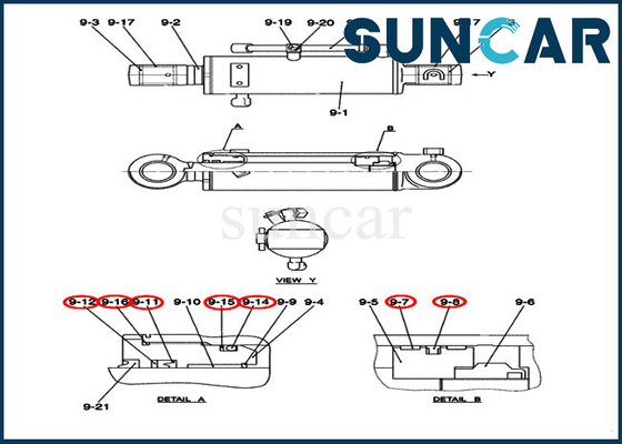 PY01V00040R400 Dozer Repair Seal Kit Case Model CX50B Hydraulic Cylinder Replacement Service kit