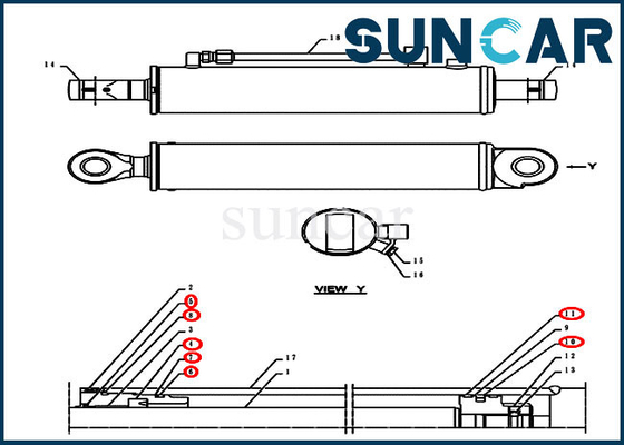 PH01V00006R100 कोण सिलेंडर सील किट डोजर सर्विस किट CX55BMSR CX55B केस मॉडल फिट बैठता है