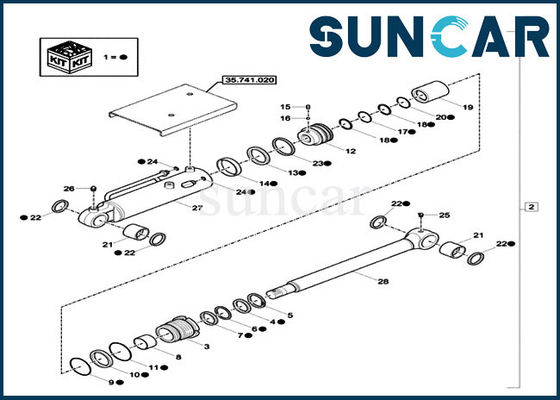 केस XKCC-00458 OEM डोजर ब्लेड सील किट XKCC00458 CX18C खुदाई के लिए हाइड्रोलिक सिलेंडर किट