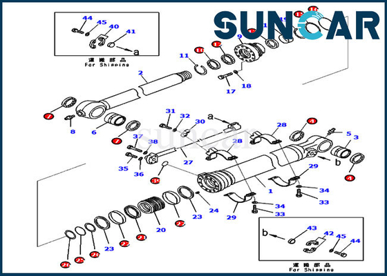 KOMATSU PC210-11 PC228USLC-11 हाइड्रोलिक सर्विस पार्ट्स के लिए 721-98-00710 सील किट बाल्टी सिलेंडर