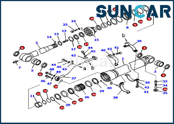 PC238USLC-11 PC210LC-10 खुदाई करने वाला 707-99-50520 कोमात्सु आर्म सिलेंडर सर्विस किट रिप्लेसमेंट किट
