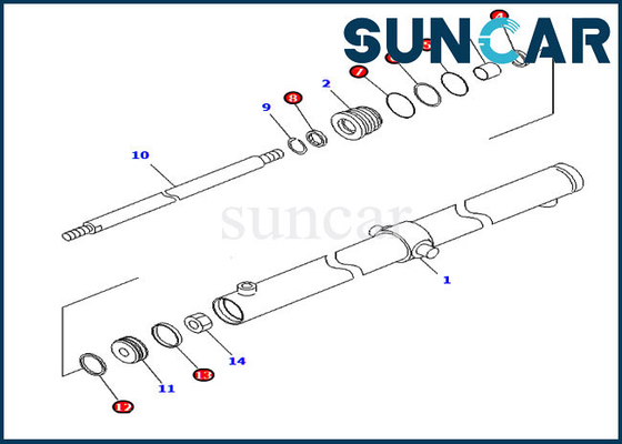 कोमात्सु PC120SC-6 PC200SC-7-M1 के लिए 707-98-12590 7079812590 स्लाइड कैब सिलेंडर सील किट