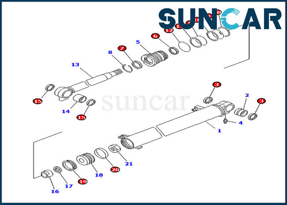 कोमात्सु इनर पार्ट्स 707-98-14760 बूम सील किट मॉडल PC20MR-1 PC20MRX-1 सिलेंडर मरम्मत किट
